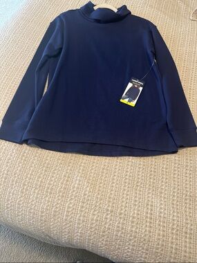 Lands' End Navy Long Sleeve Textured Pullover